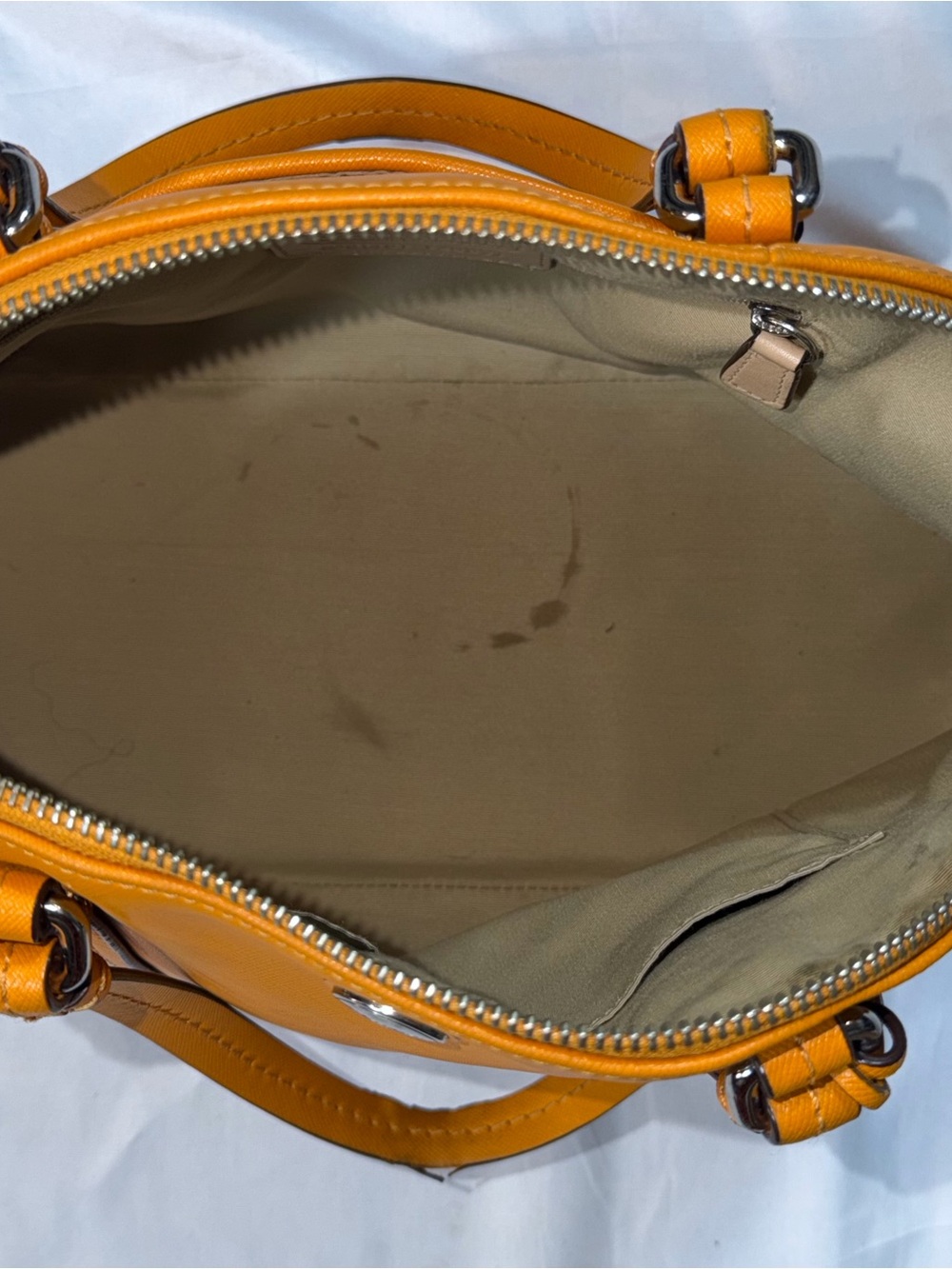 Coach Peyton Cora Domed Satchel Orange Saffiano Leather Crossbody Bag F25671 - Picture 13 of 16